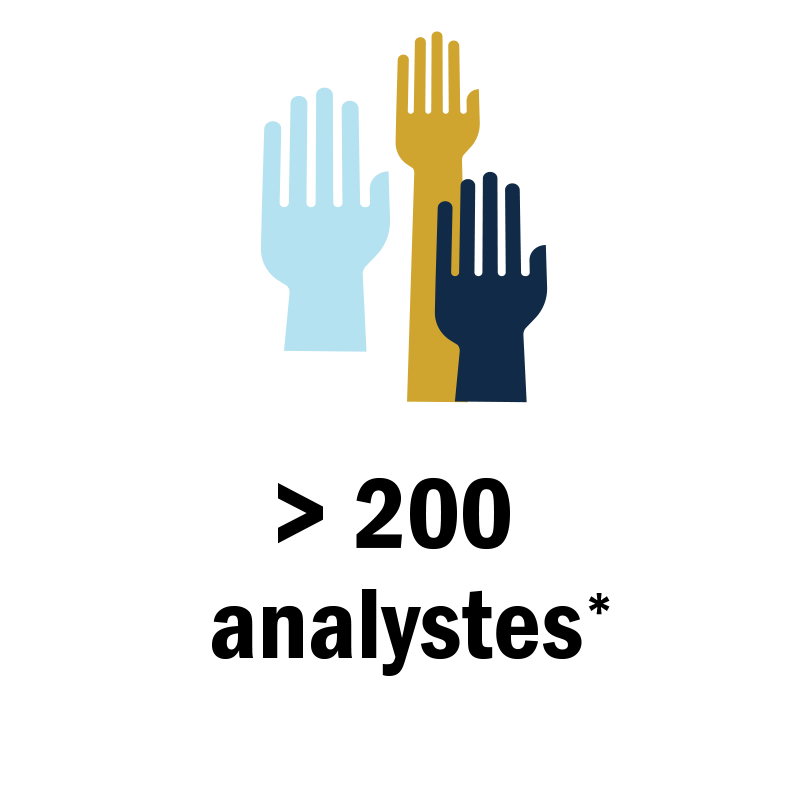 Three colored hands icon