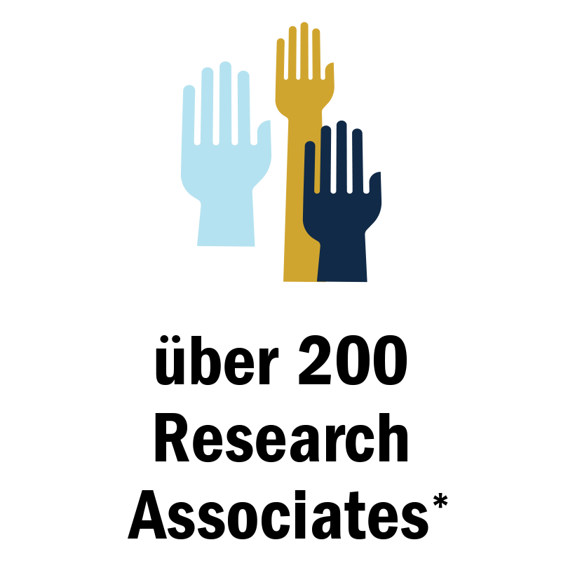 Three colored hands icon