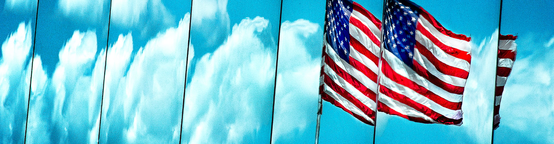 American flag against background of flags