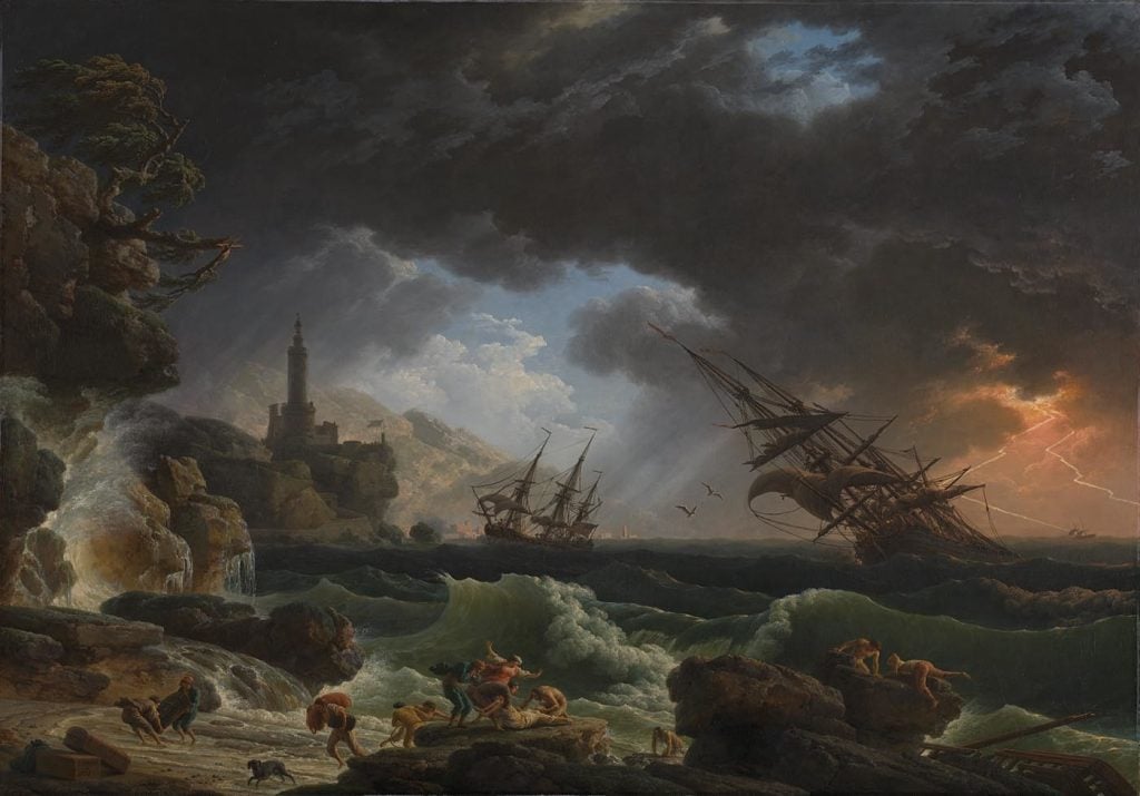 Painting of A Shipwreck in Stormy Seas